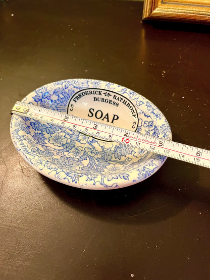 Frederick Rathbone Burgess Blue Floral Soap Dish 14 cm