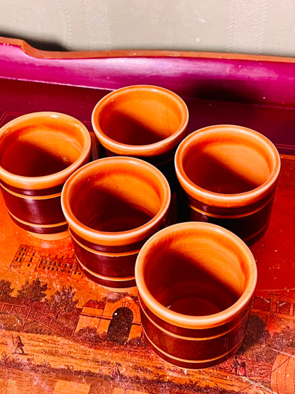 Set of 5 Brown & Mustard Ceramic egg holders– 3 Inch