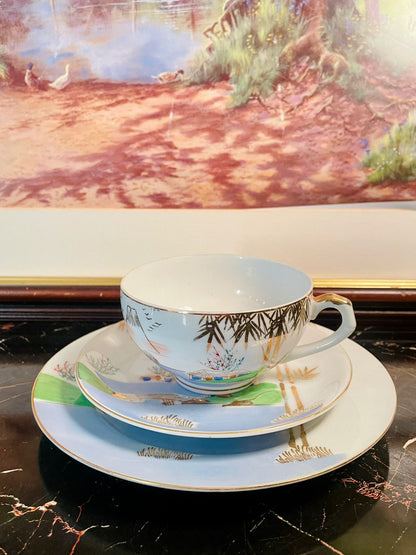 tea cup set, porcelain tea set, hand painted crockery, japanese design tea set, vintage tea set, cup and saucer set, crockery pakistan, decorative tea set, gold rim porcelain, collectible crockery, dining accessories