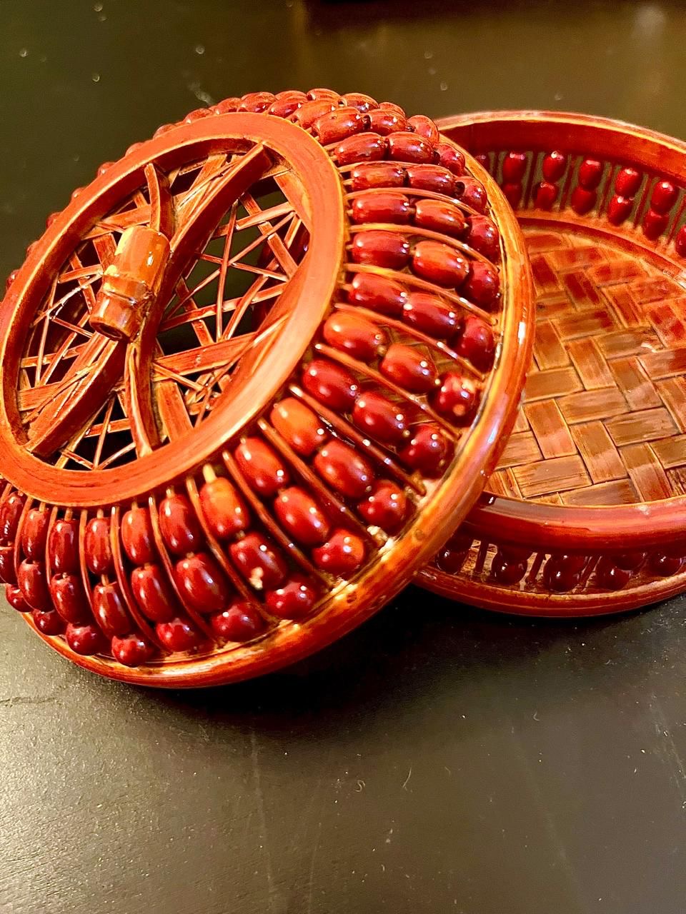 Vintage Woven Basket Trinket Box 5 Inch