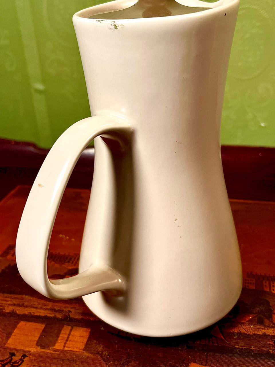 Vintage White Porcelain Coffee Pot with Lid | 7 Inch Serving Pot
