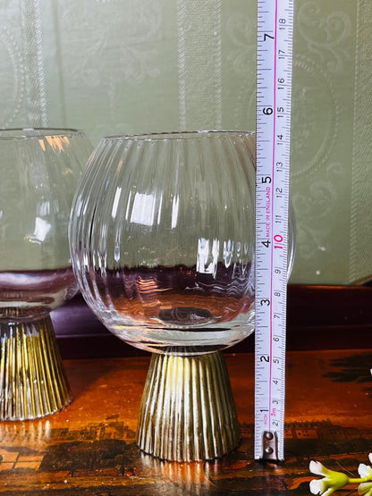 Clear Crystal Pedestal Holders with Gold-Tone Bases – 2 Pieces