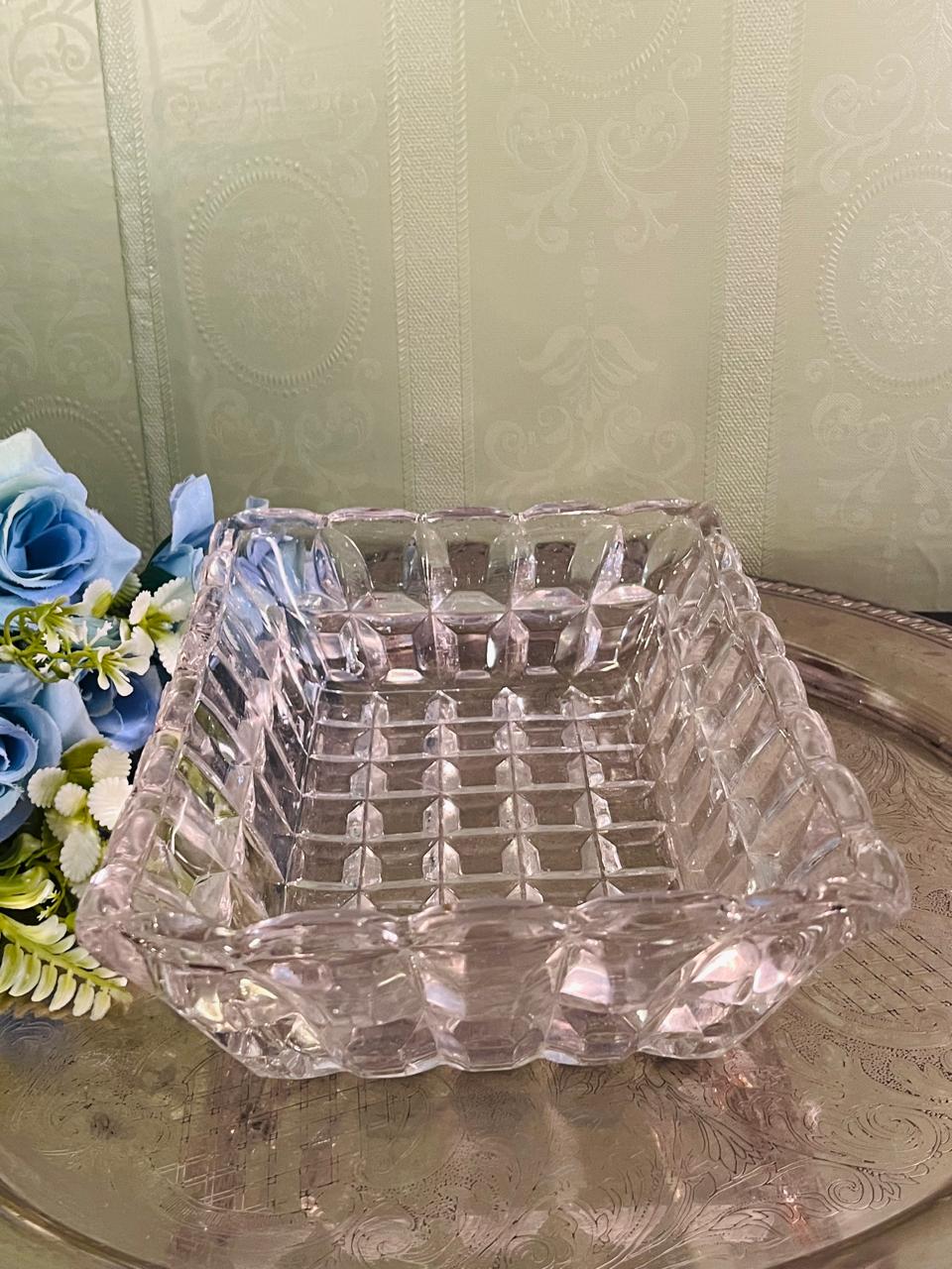 Vintage Cut Crystal Rectangular Serving Dish 23 cm
