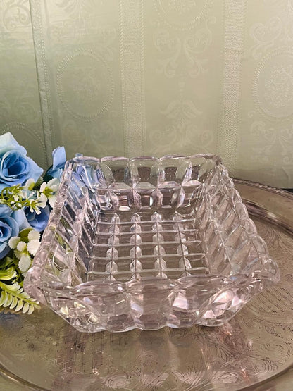 Vintage Cut Crystal Rectangular Serving Dish 23 cm