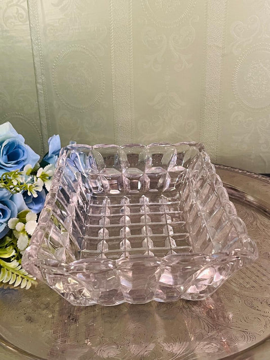 Vintage Cut Crystal Rectangular Serving Dish 23 cm