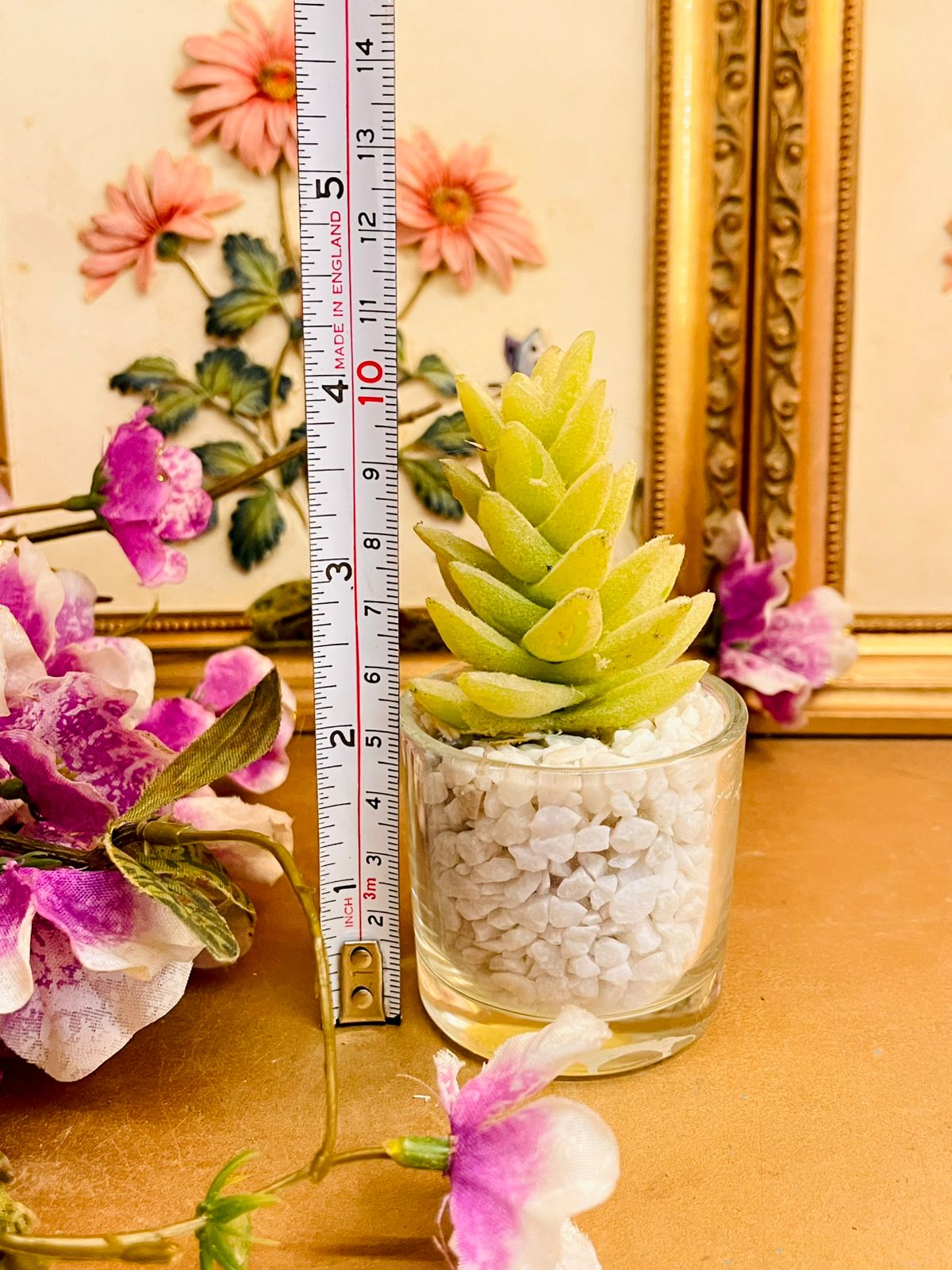 Mini Glass Succulent Planter with White Pebbles