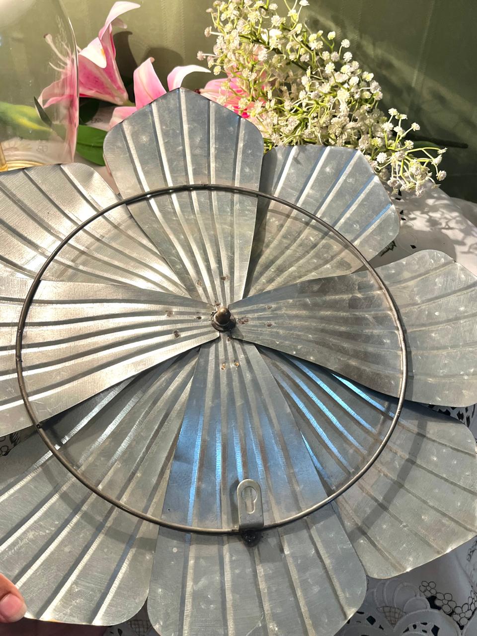 Large Blue Metal Layered Flower Wall Decor 17 Inch