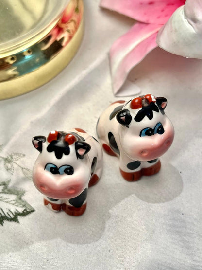 Ceramic Cow Figurines Salt & Pepper Shaker Set of 2 inch