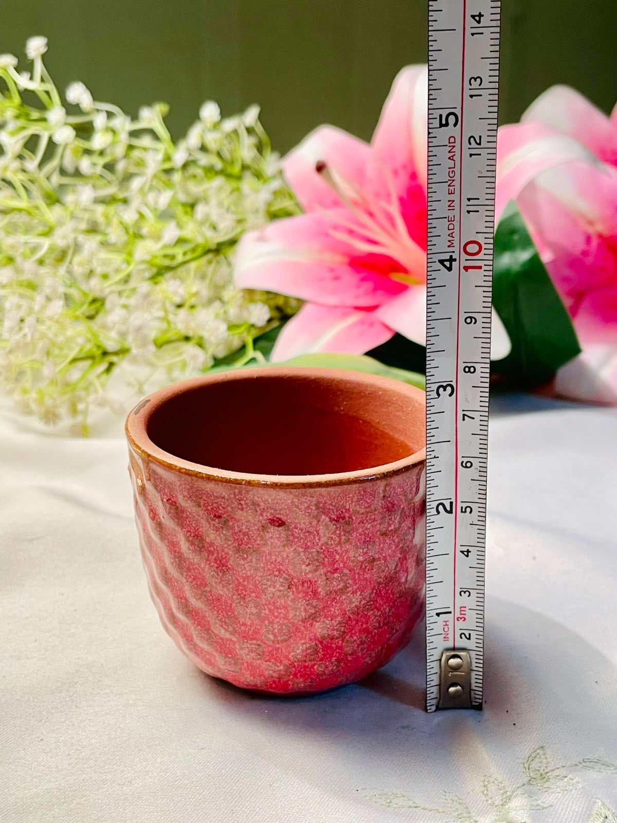 Pink Textured Terracotta Ceramic Planter – 3 Inch
