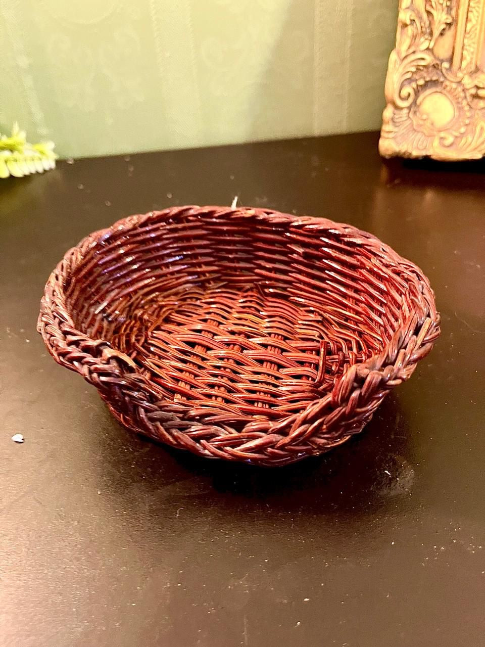 Vintage Brown Woven Basket Bowl 5 Inch