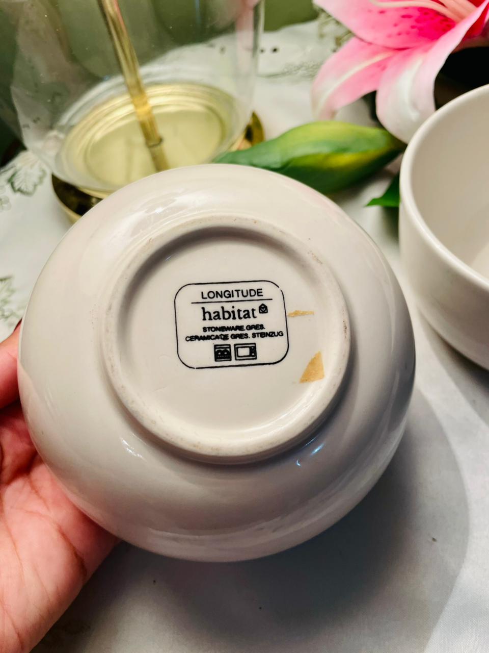 Habitat Longitude White Stoneware Bowl (Each) – Approx. 5.5 Inch