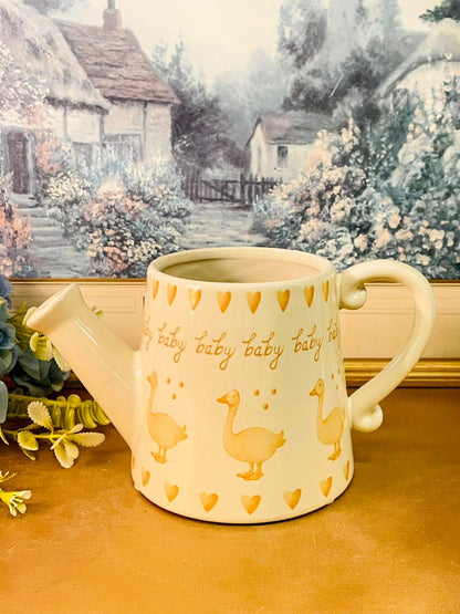 Cute Duck Watering Can Planter Ceramic Baby Design