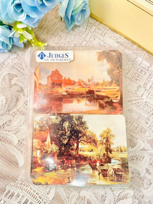 Vintage Cottage Landscape Decorative Plaque set