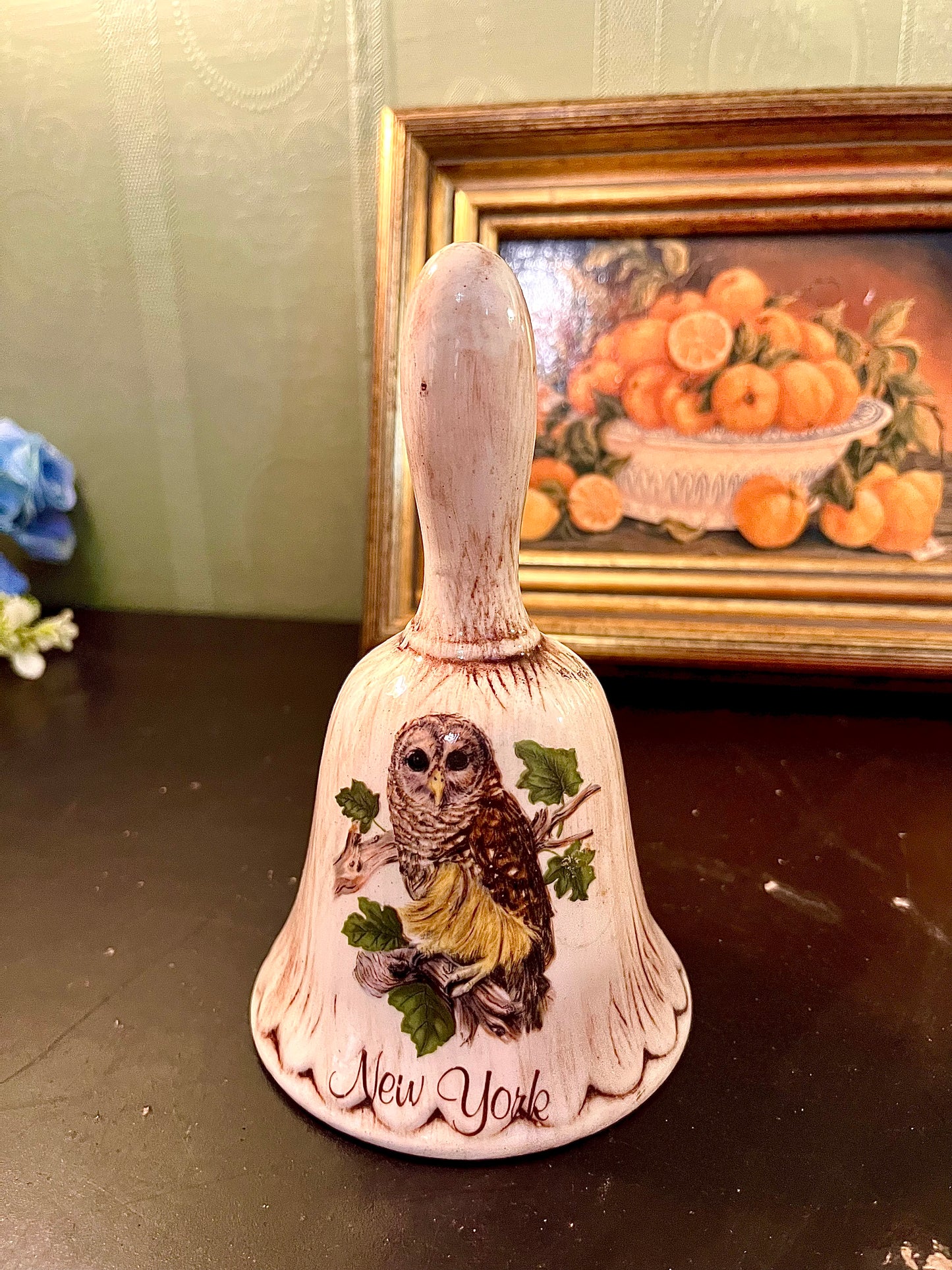 New York Owl Ceramic Hand Bell – Woodland Souvenir Ornament
