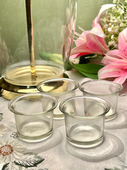 Vintage Clear Crystal Tealight Holders 4-Piece Set Approx. 6 cm