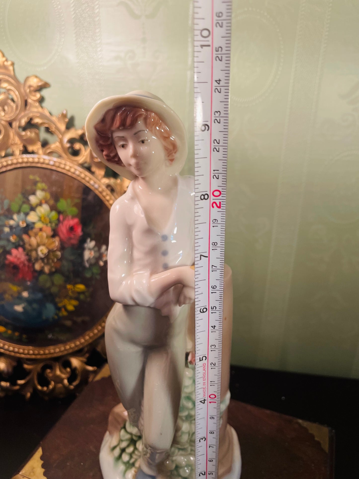 Porcelain Boy Figurine With Hat Decorative Collectible Ornament