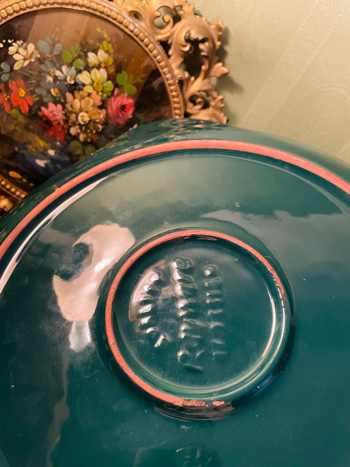 Vintage Ceramic Pizza Platter Green