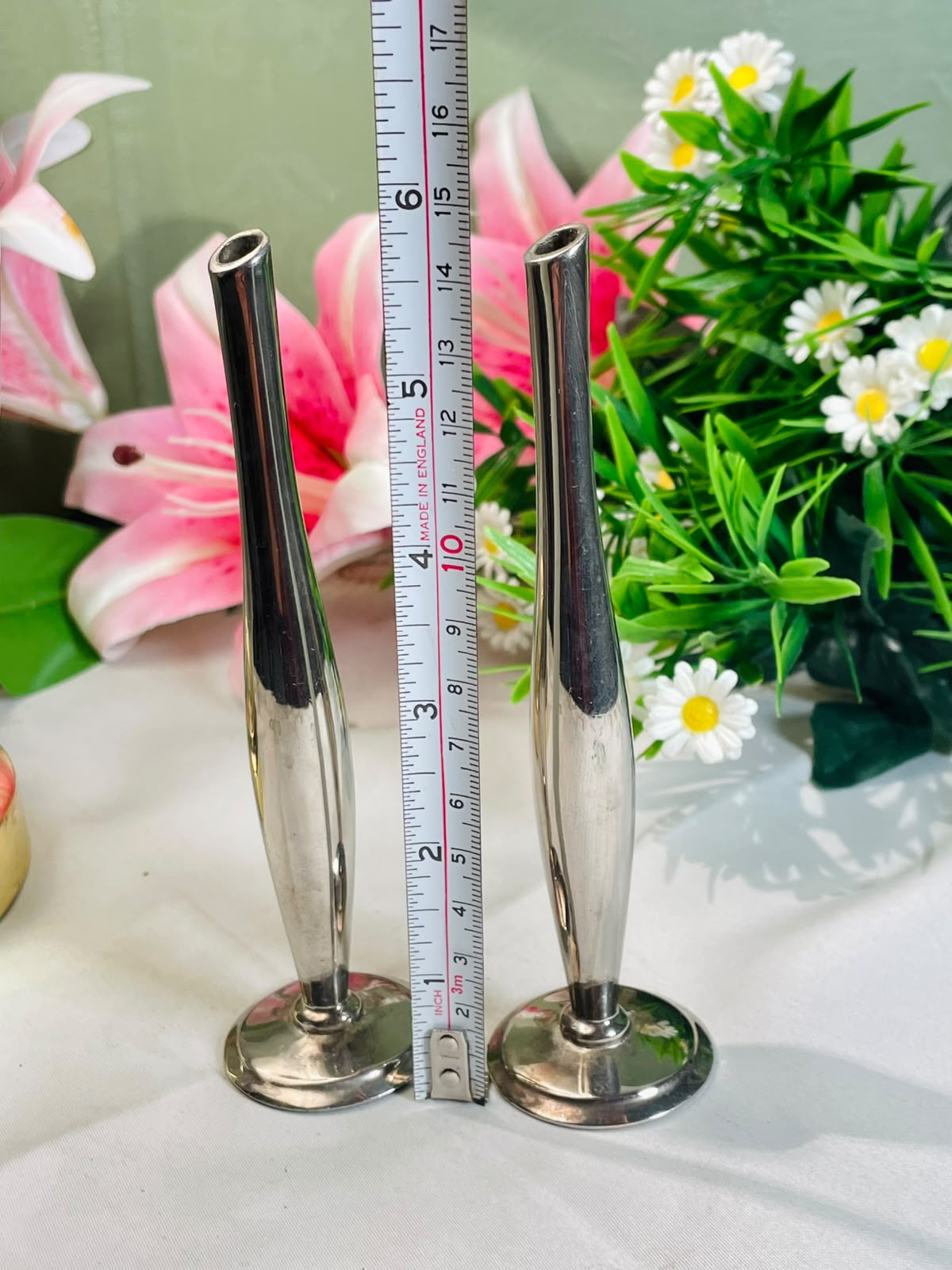 Silver-Tone Bud Vases – 2 Pieces, 14 cm