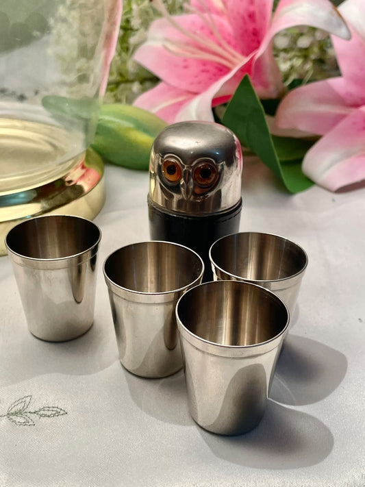 Vintage Owl Metal Travel Cup Set MINI , 5-Piece, 3 in