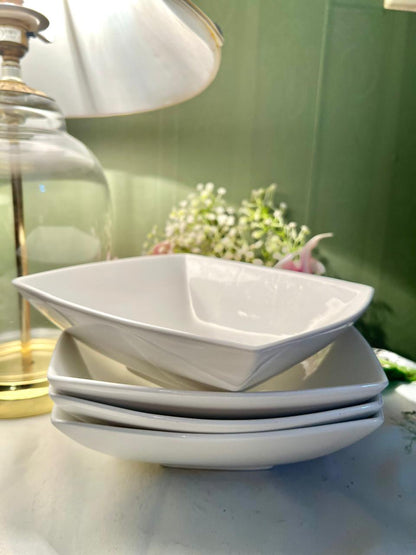Pausa White Square Porcelain Large Serving Bowls (Each) – 20 cm