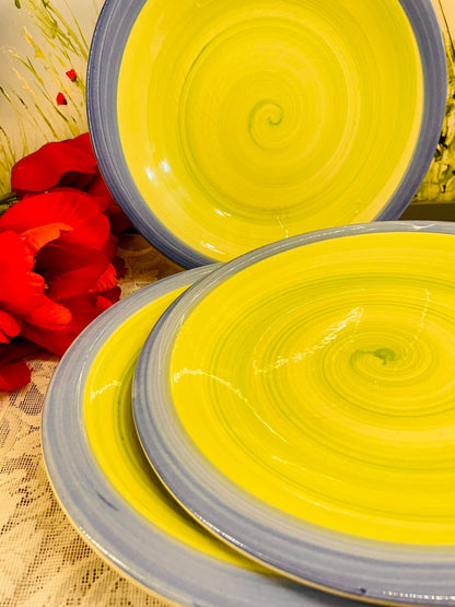 Vintage Large Green Swirl Ceramic Serving Plater 10.5 Inch