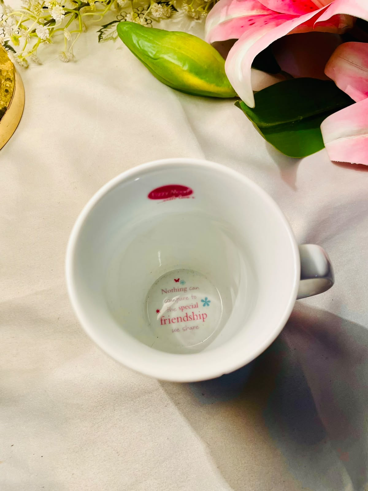 Paper Island True Friend Floral Bunny Fine Porcelain Mug – 4 Inch