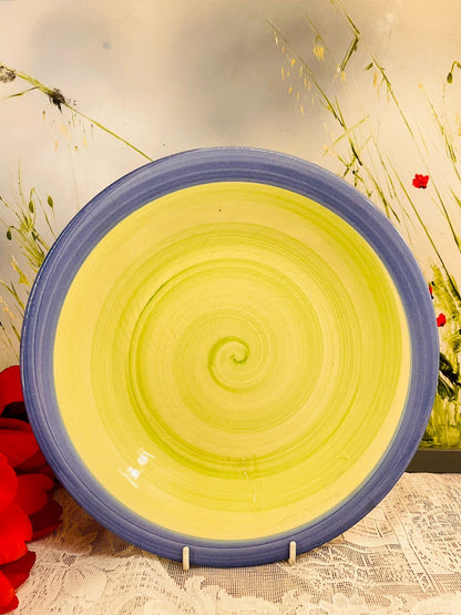 Vintage Large Green Swirl Ceramic Serving Plater 10.5 Inch