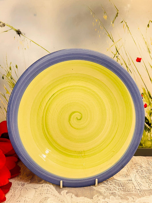 Vintage Large Green Swirl Ceramic Serving Plater 10.5 Inch