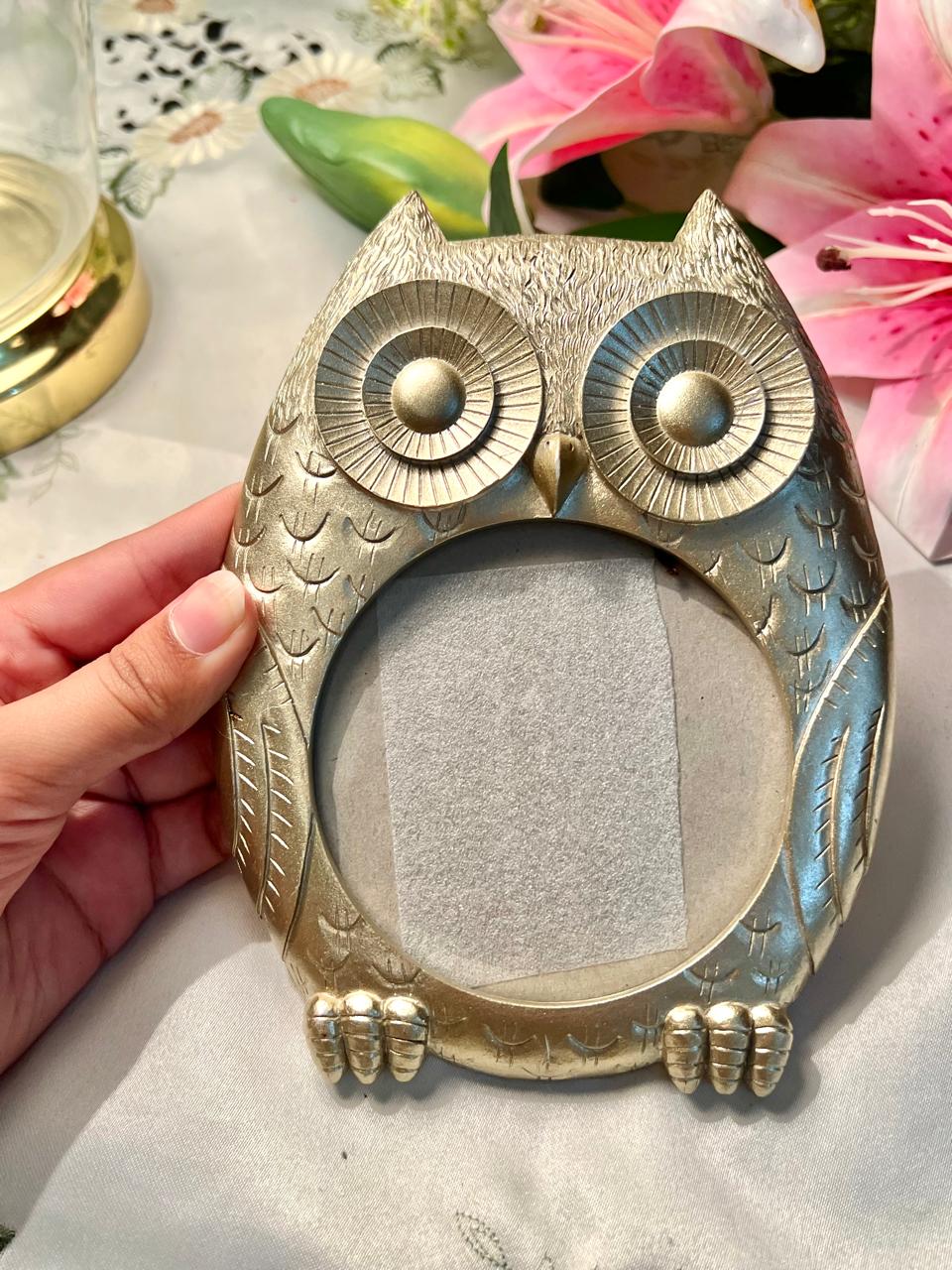 Gold-Tone Owl Decorative Photo Frame 7"