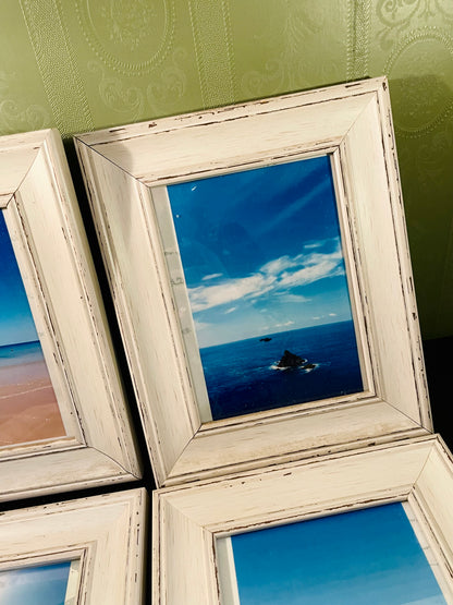 Set of 4 Distressed White Wooden Photo Frames | Rustic Gallery Display