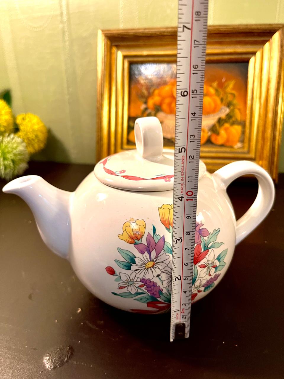 Vintage Floral Ceramic Teapot – 5 Inch Cottage Tea Pot