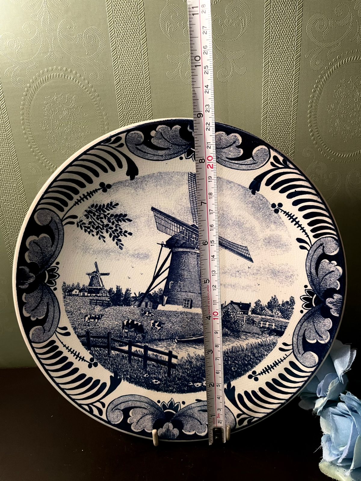 Delfts Handwerk Blue Windmill Decorative Plate 9 Inch