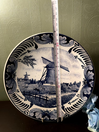 Delfts Handwerk Blue Windmill Decorative Plate 9 Inch