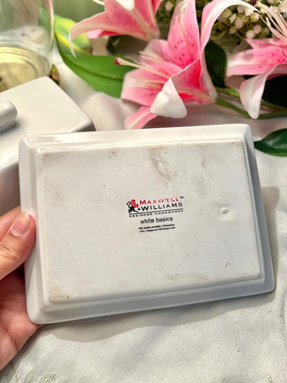 Maxwell & Williams White Basics Porcelain Rectangular Butter Dish With Lid