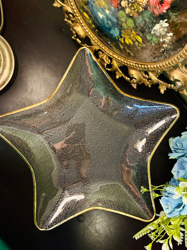 Vintage Star Shape Crystal Glass Serving Bowl
