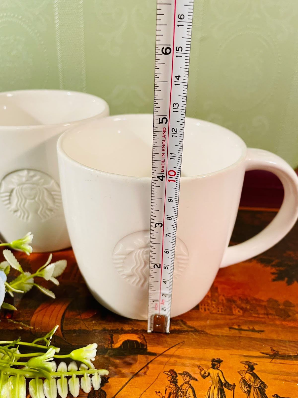 Starbucks White Ceramic Mugs – Set of 2, 4.5 Inch