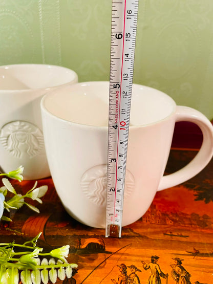 Starbucks White Ceramic Mugs – Set of 2, 4.5 Inch