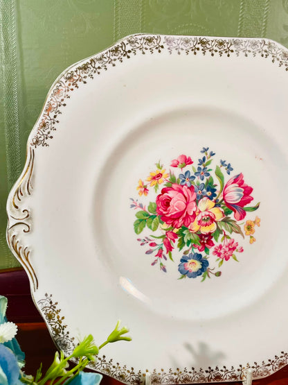Royal Floral Handled Fine bone china Platter – 9 Inch