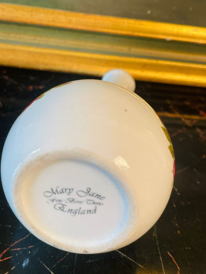 Mary Jane Fine Bone China Bud Vase – England – Hand-Decorated with Roses – 6 Inches
