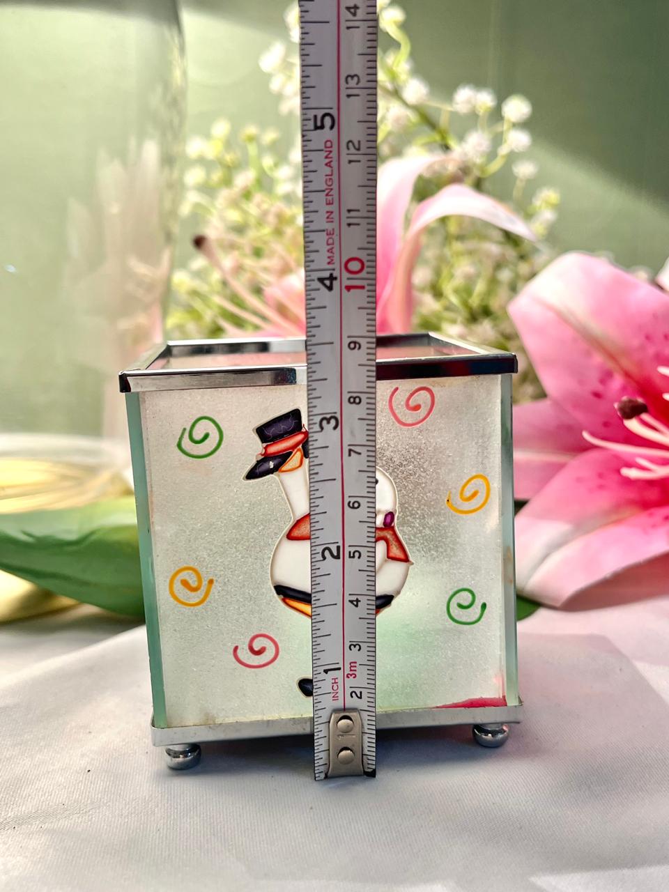Christmas Fayre Snowman Glass Candle Holder / Votive – Approx. 9 cm