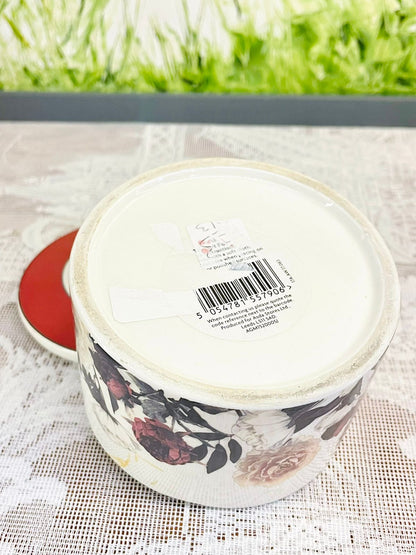 Floral Ceramic Lidded Storage Jar