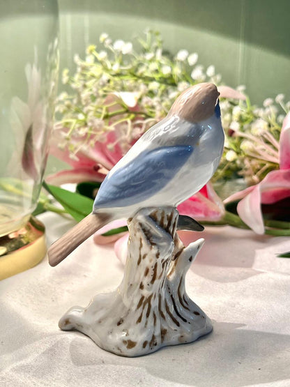 Blue White Bird Ceramic Figurine on Branch 11.5cm - 1 Piece