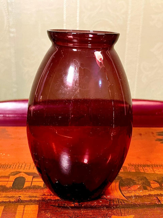 Vintage Ruby Red Crystal Vase | Collectible Decorative Vase | 6 Inch