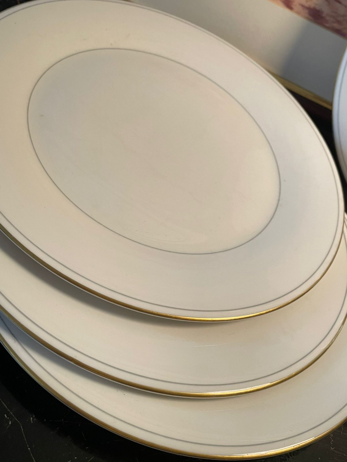 Set of 4 St. Michael Lumiere Fine China Dinner Plates – Gold Rim, England