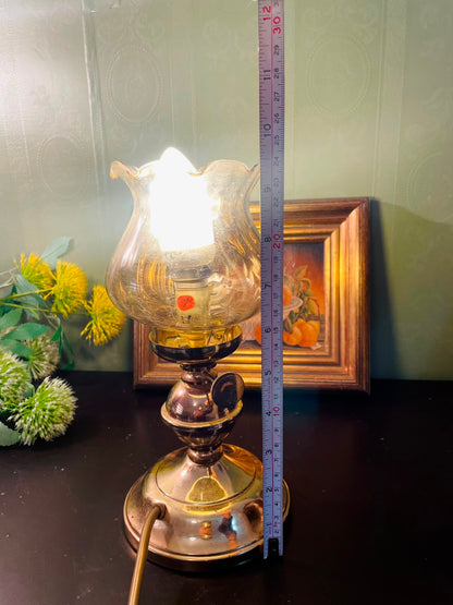 Vintage Hurricane Table Lamp 10 Inch Glass Shade Bedside Lamp