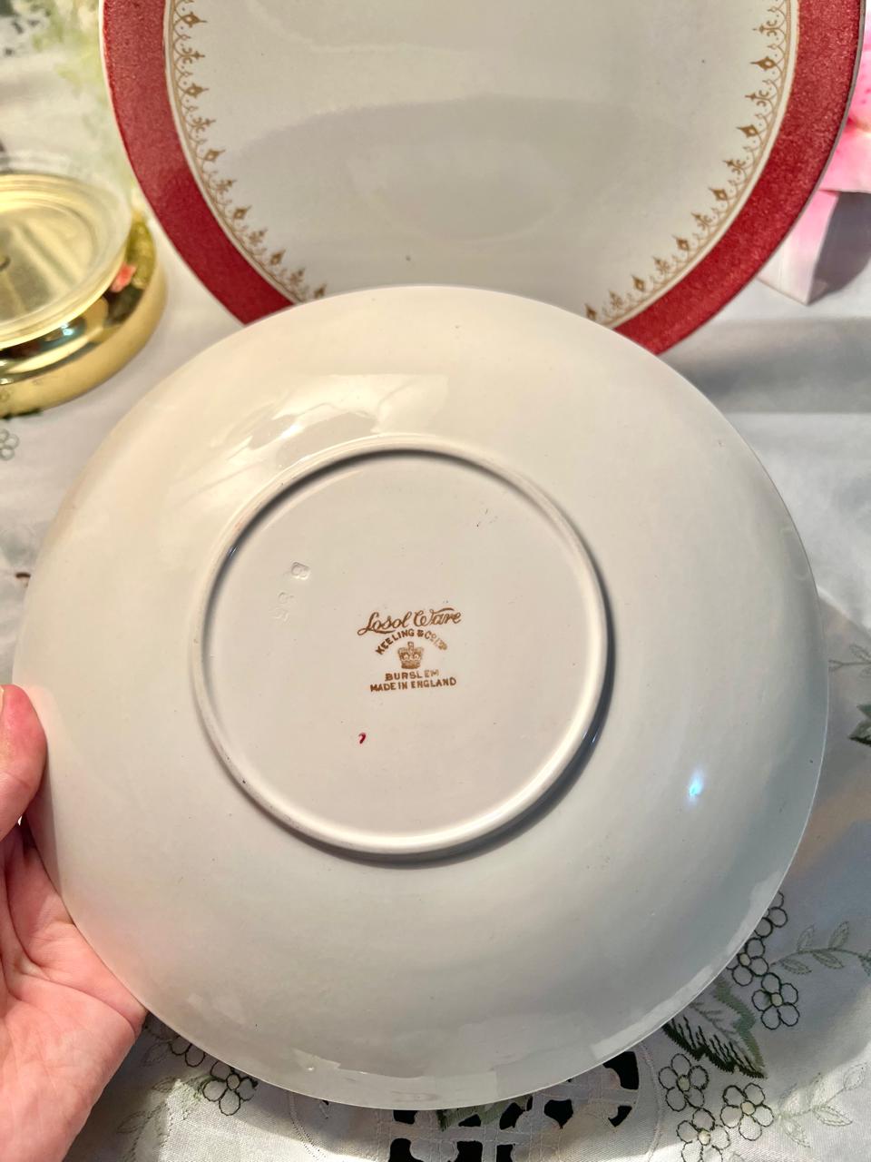 Keeling & Co Losol Ware Red & Gold 9 Inch Cake Plater  – 2 pcs ( Each)