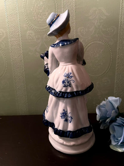 Vintage Porcelain Lady Figurine with Lyre 8 Inch
