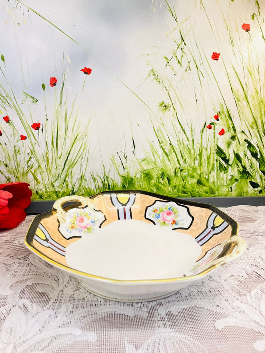 Vintage Noritake Floral Handled Serving Bowl