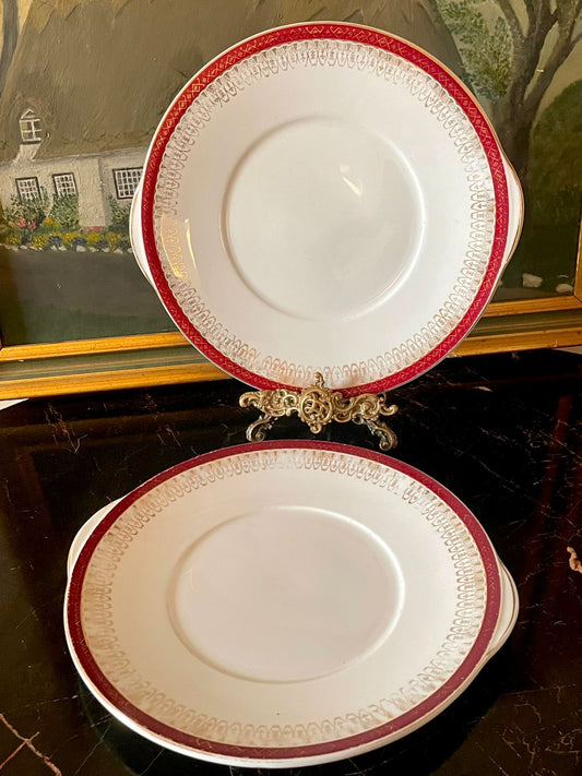 royal stafford england, majestic pattern, red and gold plate, vintage english china, fine bone china england, european vintage crockery, sunset kitchen decor, collectible tableware, royal stafford plate, antique porcelain england, high end thrift pakistan, royal dinnerware set