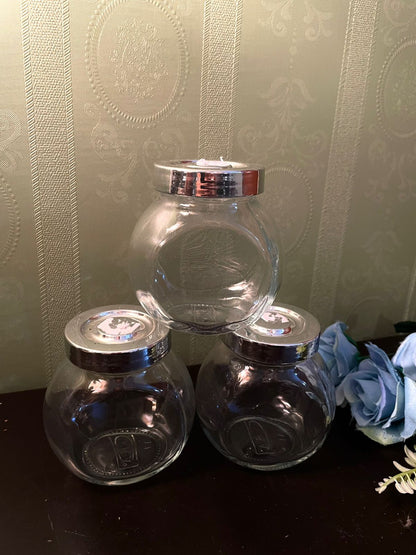 IKEA Glass Storage Jars with Silver Lids Set of 3